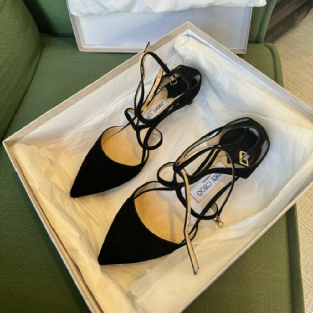 Jimmy Choo Black Suede Heels 361/2